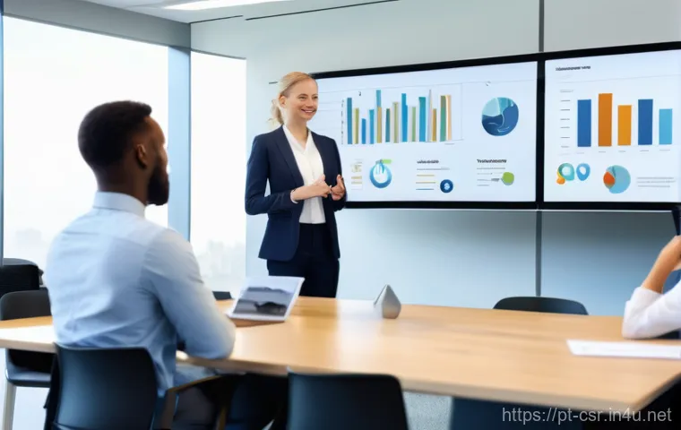 사회적 책임 경영의 커뮤니케이션 트렌드 - Prompt 1: Transparent ESG Reporting in a Modern Office**