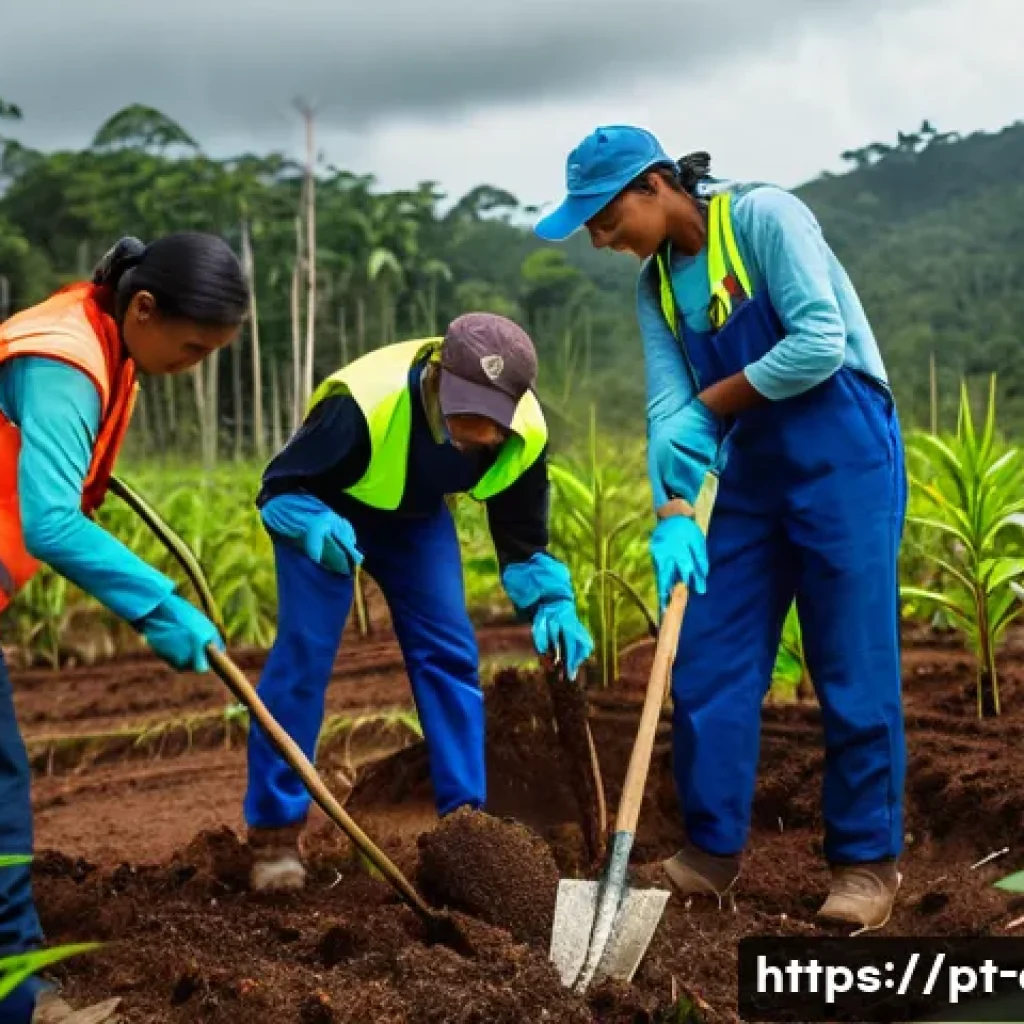 사회적 책임 경영과 CSR 활동의 연결 - **Prompt:** "A vibrant photo showcasing a diverse group of volunteers planting trees in a deforested...