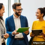 Home 22 사회적 책임 경영 분야 네트워킹 팁 - **Prompt 1: Collaborative Networking at a Sustainable Event in Lisbon**
"A diverse group of prof...